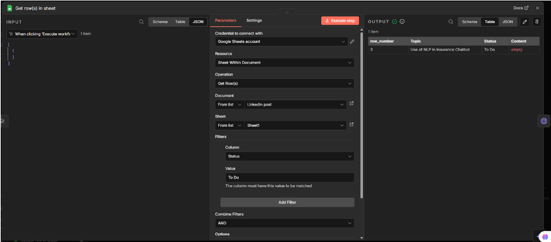 Google Sheets Node